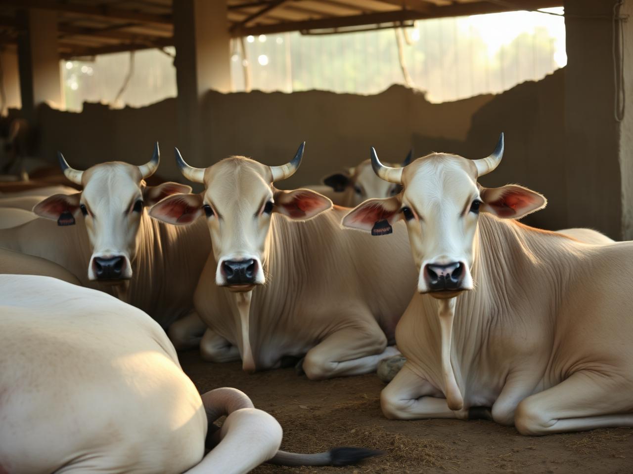 Cows resting peacefully in our gaushala